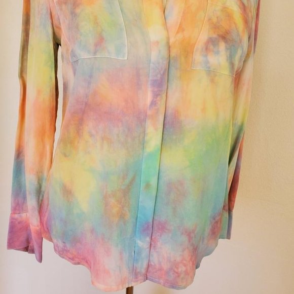 NEW JCrew silk painted tie dyed shirt pink blue purple yellow orange green 4 6 - Picture 9 of 9